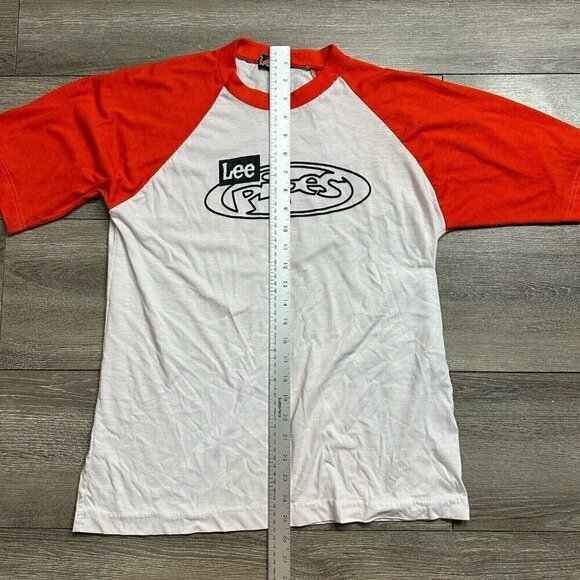 Vintage Retro Lee Pipes T-Shirt Size Small Skateboarding BMX White Orange - Picture 6 of 6